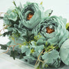 2 Bush Turquoise Peony Rose Bud And Hydrangea Real Touch Artificial Silk Peonies Bouquet