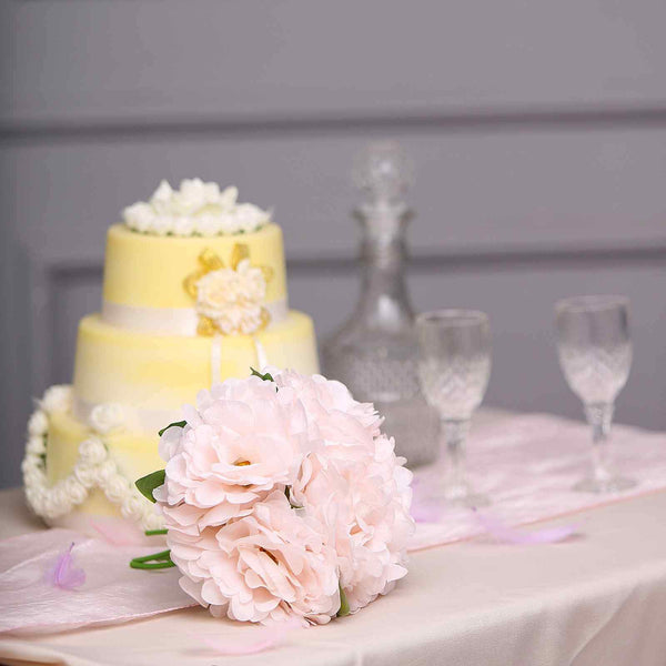 5 Heads | 11" Tall Artificial Peony Bouquet Rose Gold | Silk Flowers Factory