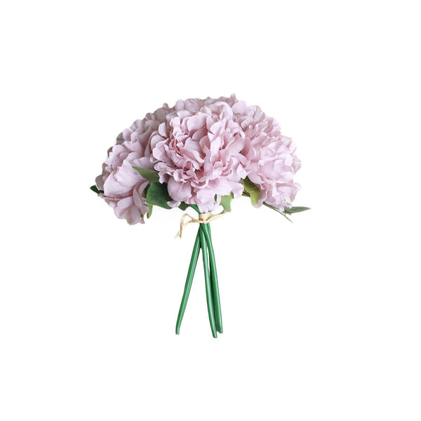 5 Heads | 11" Tall Artificial Bush Peony Bouquet - Dusty Rose