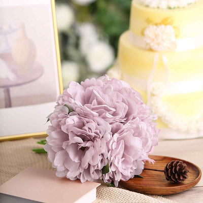 5 Heads | 11" Tall Artificial Peony Bouquet - Dusty Rose | Silk Flowers Factory