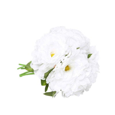 5 Heads | 11" Tall Artificial Peony Bouquet White | Silk Flowers Factory