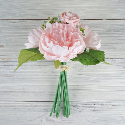 12'' Tall Blush | Rose Gold Artificial Peony Silk Peonies Bouquet