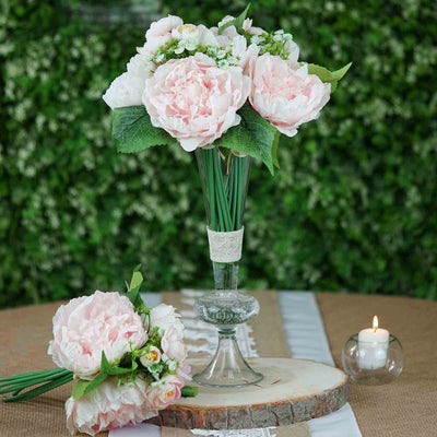 12 Bushes Blush  Rose Gold Artificial Silk Baby Breath Flowers