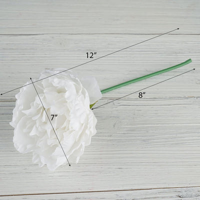 12'' Tall White Artificial Peony Silk Flowers Bouquet