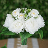 12'' Tall White Artificial Peony Silk Flowers Bouquet