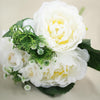 12'' Tall White Artificial Peony Silk Flowers Bouquet