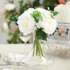 12'' Tall White Artificial Peony Silk Flowers Bouquet