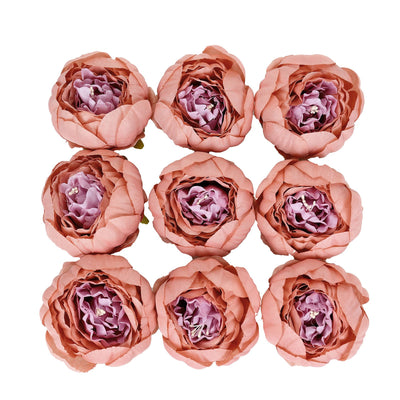 10 Pack | 3inch Silk Peony Flower Heads, Artificial Peonies For Flower Arrangement - Dusty Rose