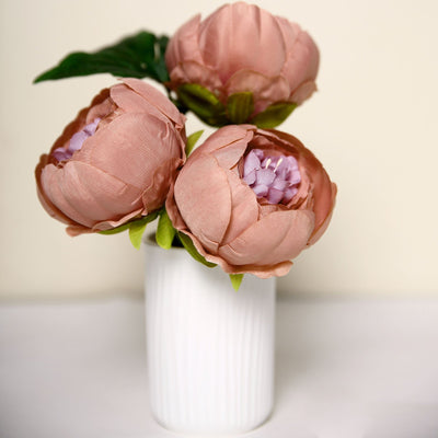 10 Pack | 3inch Silk Peony Flower Heads, Artificial Peonies For Flower Arrangement - Dusty Rose