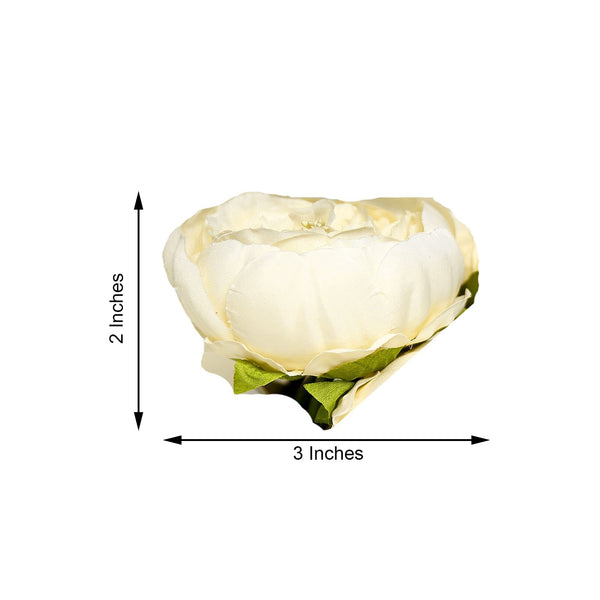10 Pack | 3 inches Beige Silk Peony Flower Heads, Artificial Peonies For Flower Arrangement