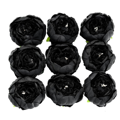 10 Pack  3 Black Artificial Peony Flower Heads