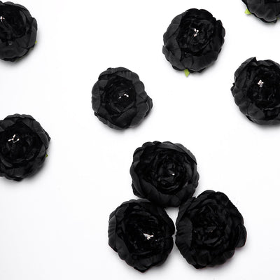 10 Pack | 3inch Silk Peony Flower Heads, Artificial Peonies For Flower Arrangement - Black