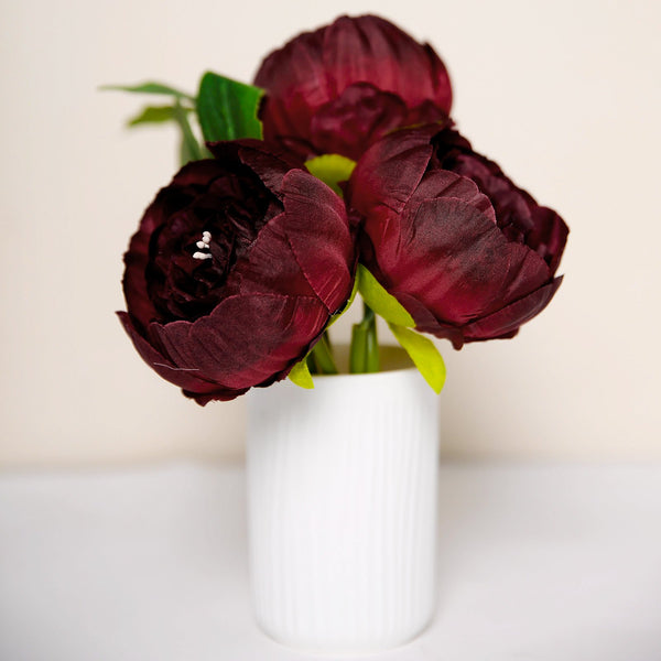 10 Pack | 3inches Silk Peony Flower Heads, Artificial Peonies For Flower Arrangement - Burgundy