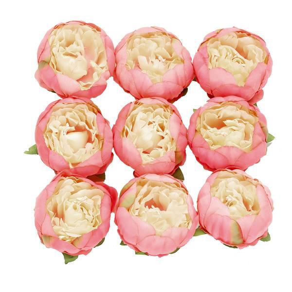 10 Pack | 3inch Silk Peony Flower Heads, Artificial Peonies For Flower Arrangement - Coral