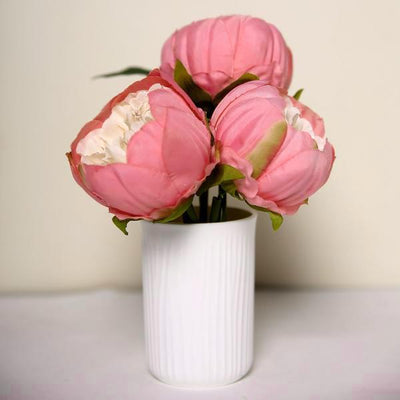 10 Pack | 3inch Silk Peony Flower Heads, Artificial Peonies For Flower Arrangement - Coral