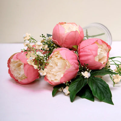 10 Pack | 3inch Silk Peony Flower Heads, Artificial Peonies For Flower Arrangement - Coral#whtbkgd