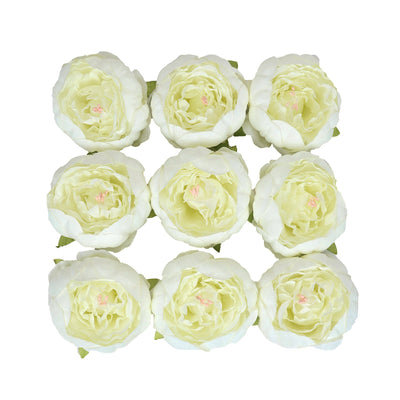 10 Pack | 3inches Cream Silk Peony Flower Heads, Artificial Peonies For Flower Arrangement