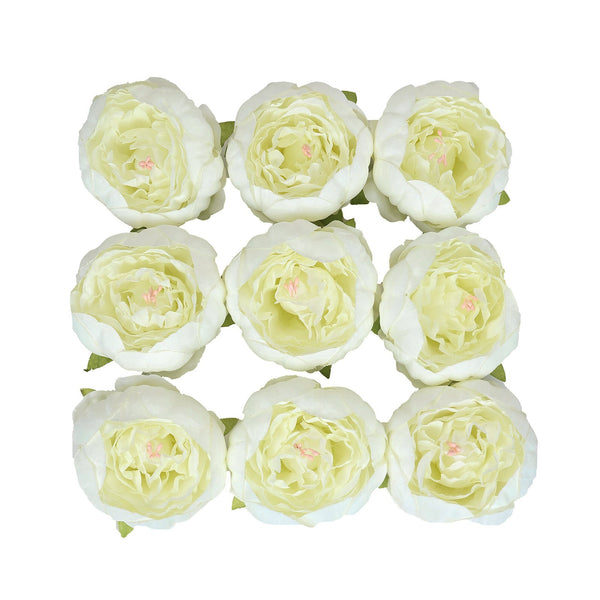 10 Pack | 3inches Cream Silk Peony Flower Heads, Artificial Peonies For Flower Arrangement