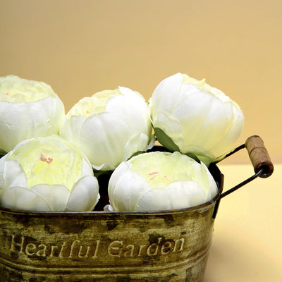 10 Pack | 3inches Cream Silk Peony Flower Heads, Artificial Peonies For Flower Arrangement