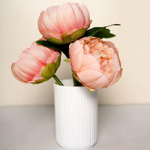 10 Pack | 3inch Silk Peony Flower Heads, Artificial Peonies For Flower Arrangement - Peach