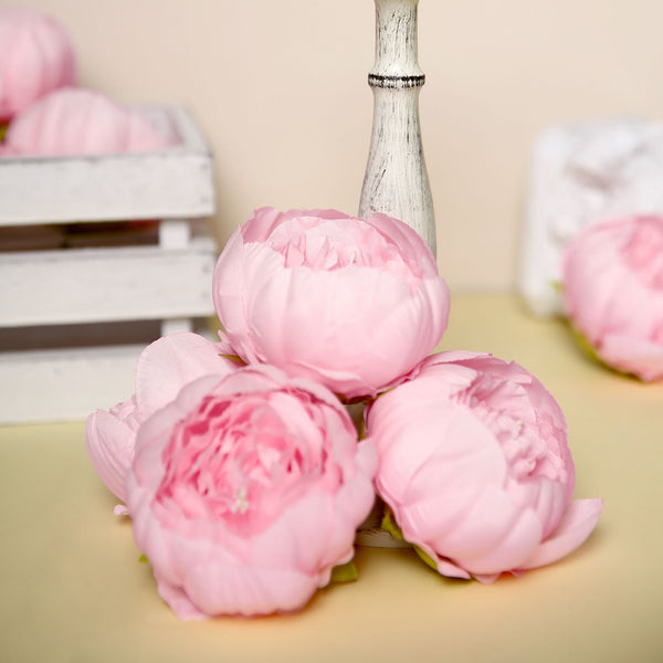 10 Pack | 3inch Silk Peony Flower Heads, Artificial Peonies For Flower Arrangement - Pink