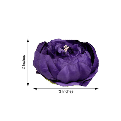 10 Pack | 3inch Silk Peony Flower Heads, Artificial Peonies For Flower Arrangement - Purple