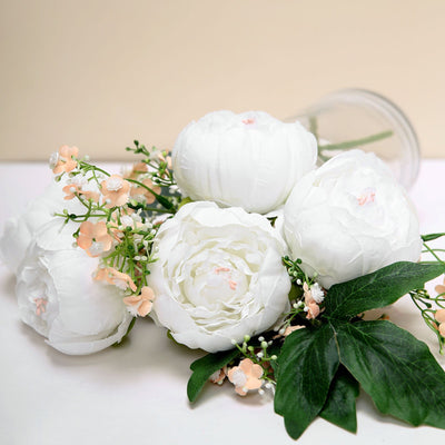 10 Pack | 3inch Silk Peony Flower Heads, Artificial Peonies For Flower Arrangement - White#whtbkgd