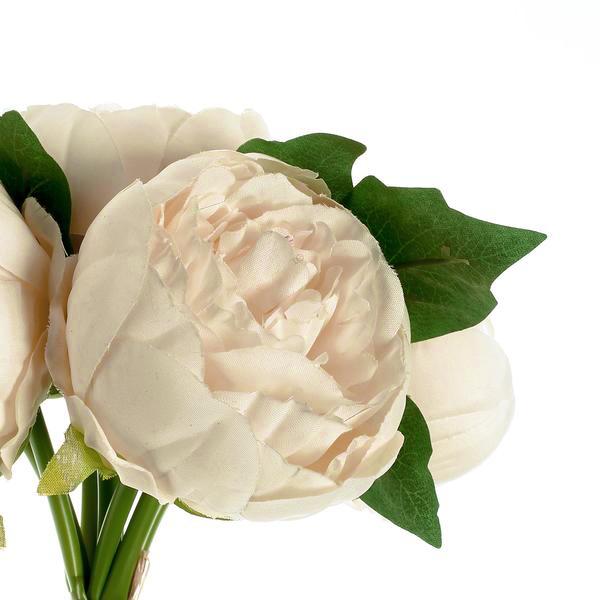 10inches Tall | Beige 5 Heads Silk Peonies, Artificial Peony Flower Bouquet#whtbkgd