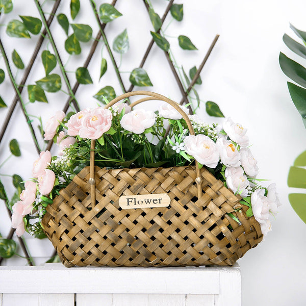 4 Bushes | 12inch Peony Flower Bouquet, Artificial Flower Arrangements - Blush | Rose Gold