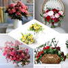 4 Bushes | 12" Fuchsia Artificial Peony Flower Bouquet, Silk Flower Arrangements
