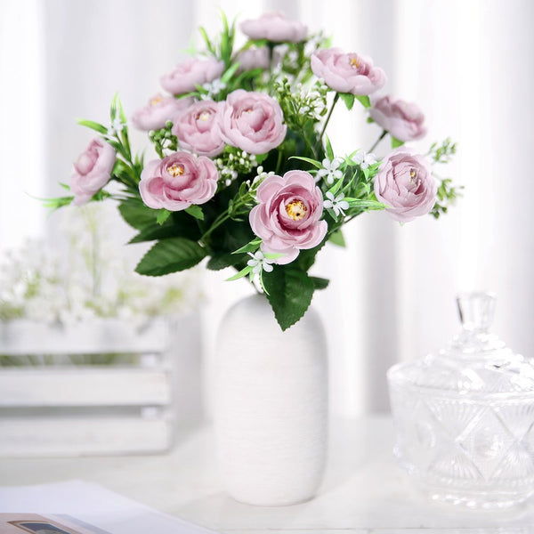 4 Bushes | 12inches Lavender Peony Flower Bouquet, Artificial Flower Arrangements