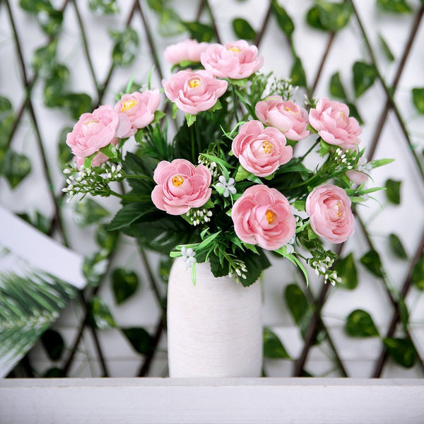 4 Bushes | 12inches Pink Peony Flower Bouquet, Artificial Flower Arrangements