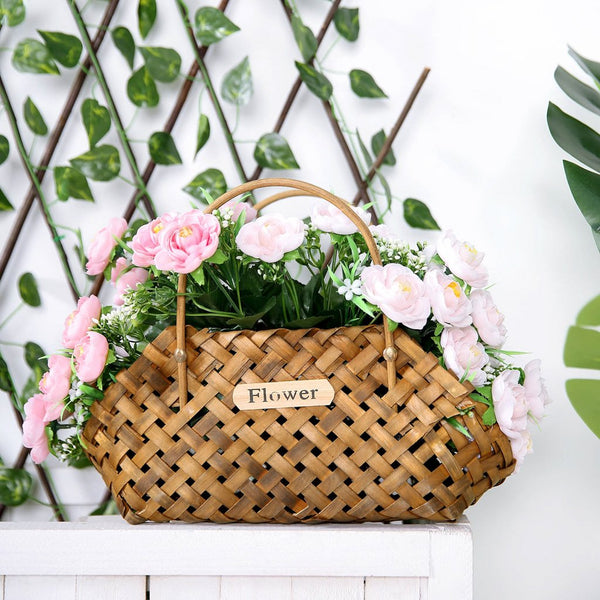 4 Bushes | 12inches Pink Peony Flower Bouquet, Artificial Flower Arrangements