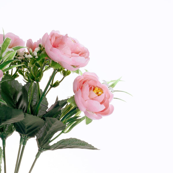 4 Bushes | 12inches Pink Peony Flower Bouquet, Artificial Flower Arrangements#whtbkgd