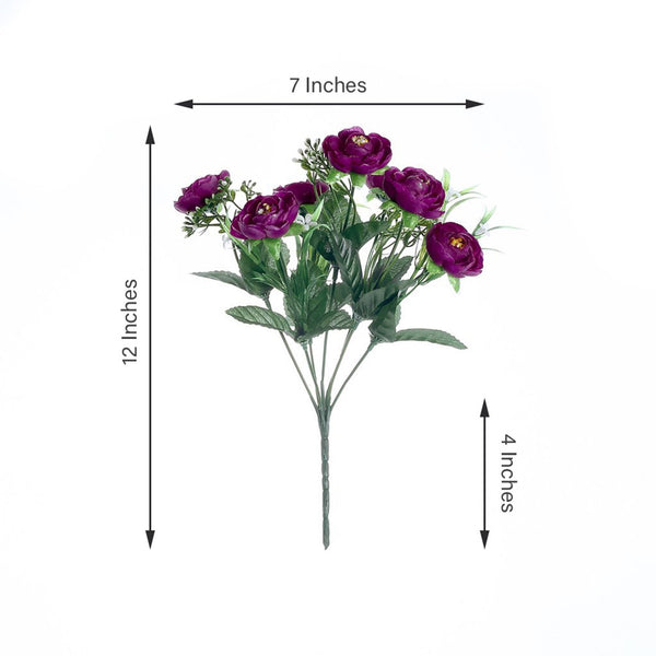 4 Bushes | 12inches Purple Peony Flower Bouquet, Artificial Flower Arrangements