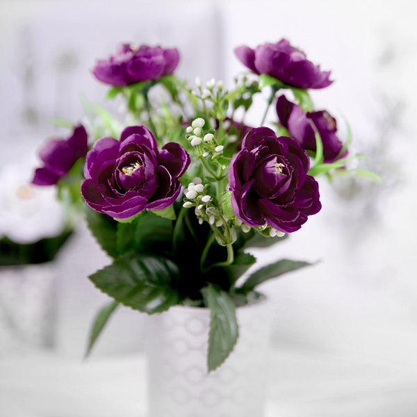 4 Bushes | 12inches Purple Peony Flower Bouquet, Artificial Flower Arrangements#whtbkgd