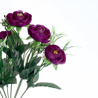 4 Bushes | 12inches Purple Peony Flower Bouquet, Artificial Flower Arrangements#whtbkgd