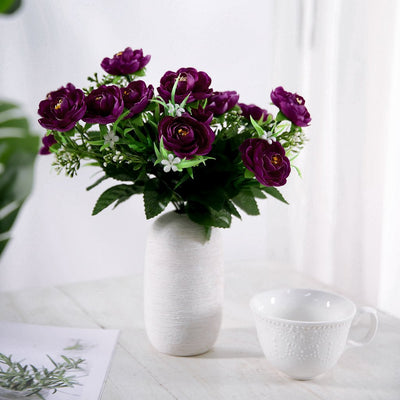 4 Bushes | 12inches Purple Peony Flower Bouquet, Artificial Flower Arrangements