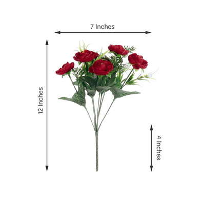 4 Bushes | 12inches Red Peony Flower Bouquet, Artificial Flower Arrangements