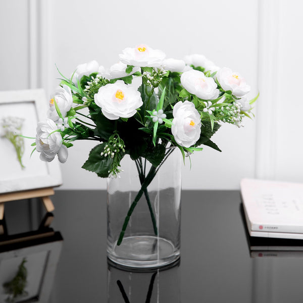 4 Bushes | 12inches White Peony Flower Bouquet, Artificial Flower Arrangements