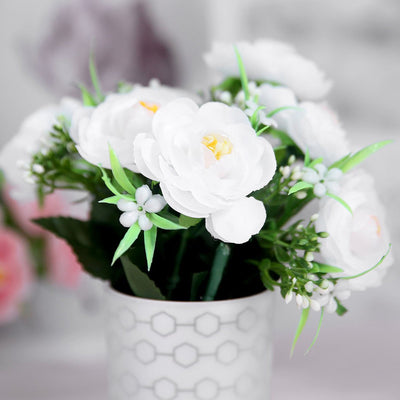 4 Bushes | 12inches White Peony Flower Bouquet, Artificial Flower Arrangements#whtbkgd
