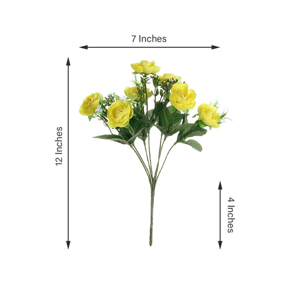 4 Bushes | 12inches Yellow Peony Flower Bouquet, Artificial Flower Arrangements