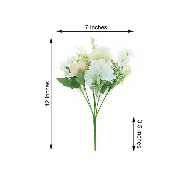2 Pack | Ivory Silk Peony Bouquet, Assorted Artificial Flowers For Vases - 12" Tall
