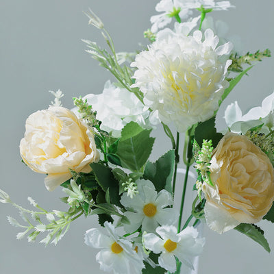 2 Pack | Ivory Silk Peony Bouquet, Assorted Artificial Flowers For Vases - 12 inches Tall#whtbkgd