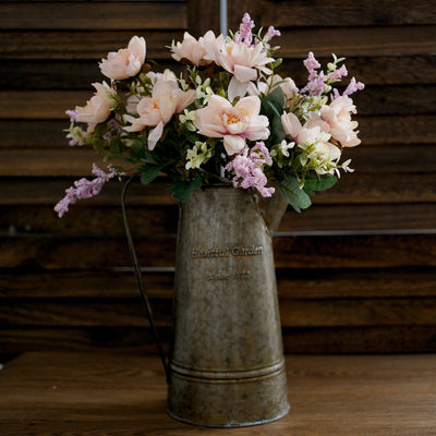 3 Bushes | 11inch Silk Peonies, Artificial Peony Flower Bouquet For Vase Floral Arrangement - Rose Gold | Blush