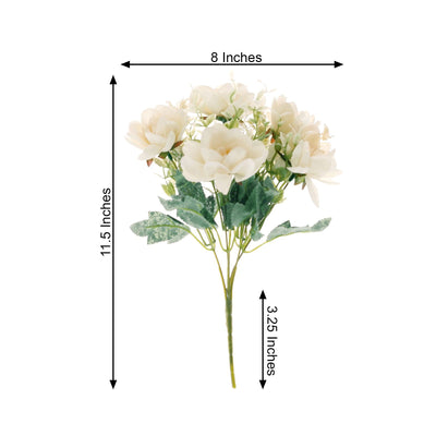 3 Bushes | 11" Silk Peonies, Artificial Peony Flower Bouquet For Vase Floral Arrangement - Cream