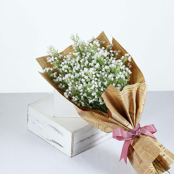 White Babys Breath Artificial Flowers, Gypsophila Real Touch Silk Flowers Stem