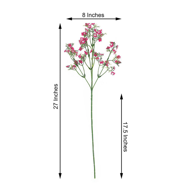 4 Pack | 27" Fuchsia Babys Breath Artificial Flowers, Gypsophila Real Touch Silk Flowers Stem