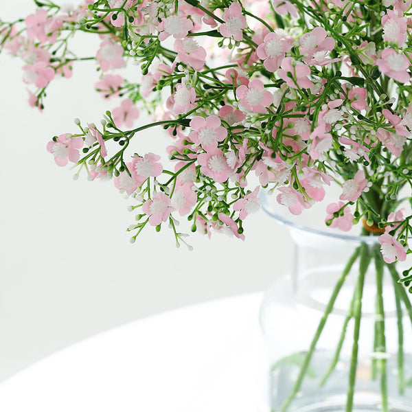 4 Pack | 27inch Pink Babys Breath Artificial Flowers, Gypsophila Real Touch Silk Flowers Stem