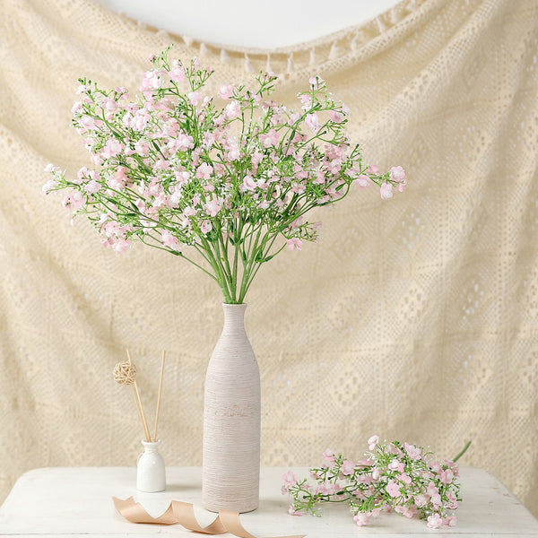4 Pack | 27inch Pink Babys Breath Artificial Flowers, Gypsophila Real Touch Silk Flowers Stem